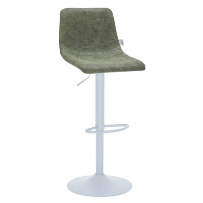 LeisureMod Adjustable Height Bar Stool with Leather Upholstery Iron Base and High-Density Foam Seat Tilbury Collection