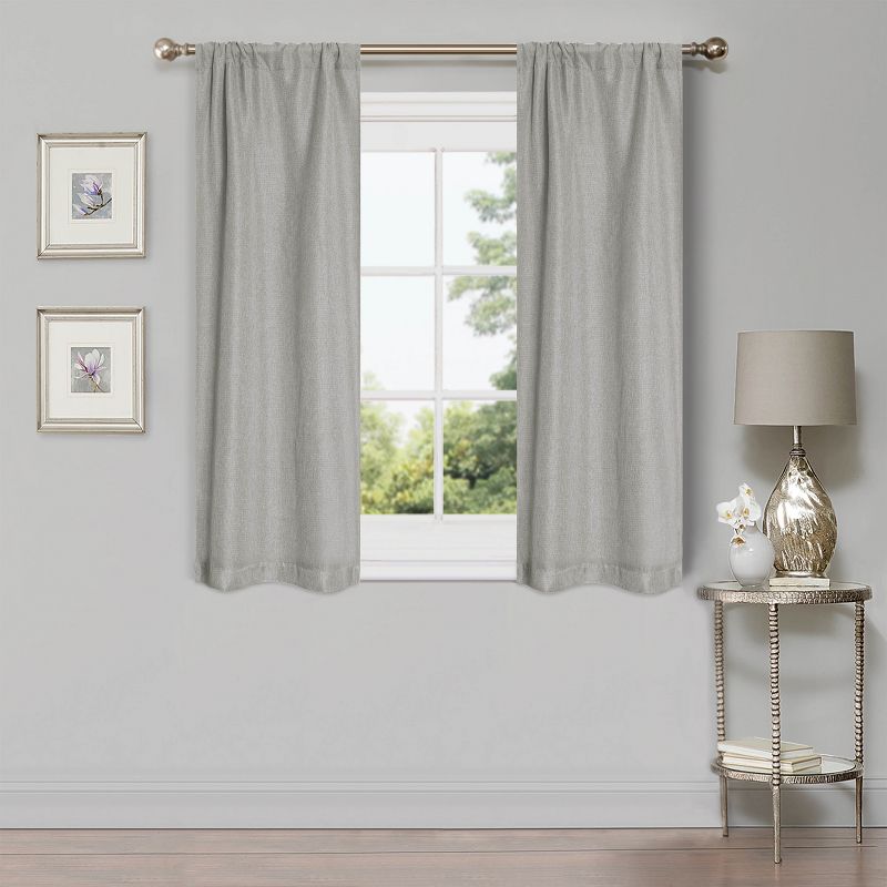 Classic Linen Design Room Darkening Semi-Blackout Curtains, Set of 2 by Blue Nile Mills, 1 of 5