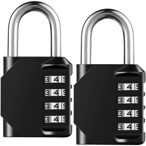 Itopfox Resettable 4-Digit Combination Padlock, Waterproof Heavy Duty Lock for Gym, School, Fence Gate, Toolbox, Employee Locker – 2 Pack - 1 of 4