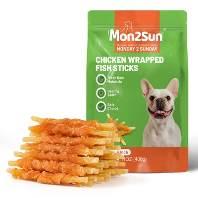 MON2SUN Rawhide Free Dog Treats Chicken Wrapped Cod Sticks for Small Dogs Healthy Training Treats Soft Dog Snacks