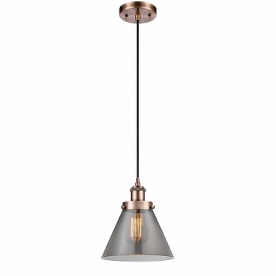 Cone - 1 Light Cord Hung Mini Pendant In Industrial Style-10 Inches Tall and 8 Inches Wide
