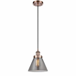 Cone - 1 Light Cord Hung Mini Pendant In Industrial Style-10 Inches Tall and 8 Inches Wide - 1 of 1