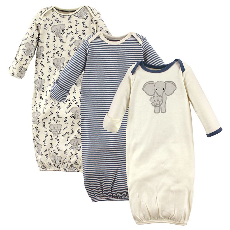 Touched by Nature Baby Boy Organic Cotton Gowns, Elephant, 1 of 6