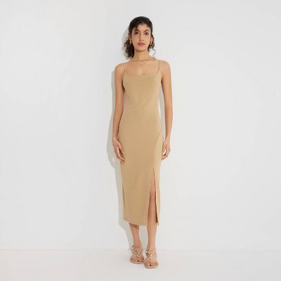 Женские платья Wild Fable Women's Sleeveless Midi Slip Bodycon Dress - Wild Fable™ Beige XL — фото 4