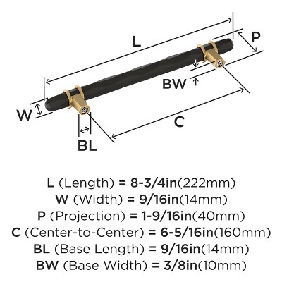 London 6-5/16 inch Black Bronze and Champagne Bronze Cabinet Pull