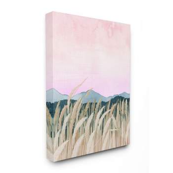 Stupell Industries Wheat Field Dawn Pink Green Watercolor Painting