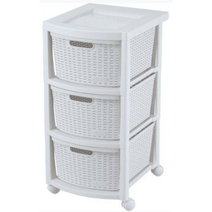 3 Drawer Rolling Cart White - Inval - 1 of 3