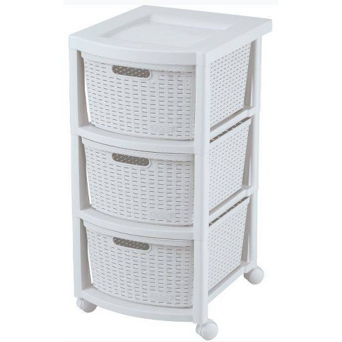 8-Drawer Resin Rolling Storage Cart in White and Clear