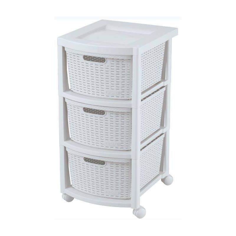 3 Drawer Rolling Cart White - Inval, 1 of 4