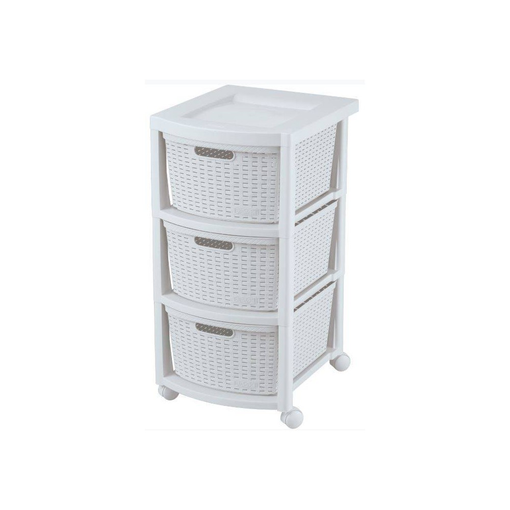 3 Drawer Rolling Cart White - Inval