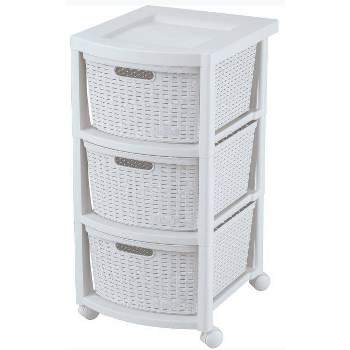 3 Drawer Rolling Cart White - Inval