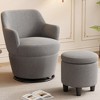360°Swivel Accent Chair with Ottoman, Lounge Sofa with Nail Trim, Living Room Chairs, Bedroom Chair - 3 of 4