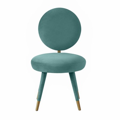 Sea Blue Velvet Upholstered Side Chair with Gold-Tipped Legs