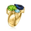 Ross-Simons 14kt Yellow Gold-Plated Ring With Simulated Tonal-Blue and Green Gemstones - 3 of 4