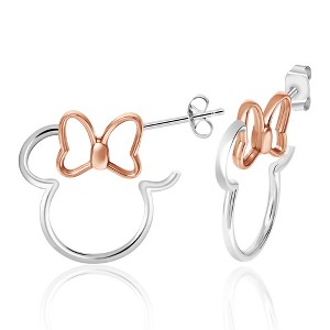 Disney Womens Minnie Mouse Sterling Silver Outline Hoop Earrings - 1 of 4