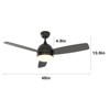 Warmiplanet 48"Ceiling Fans with Lights and Remote Control, Black, Silent Motor, 3-Blades, 2 Pack - 2 of 4