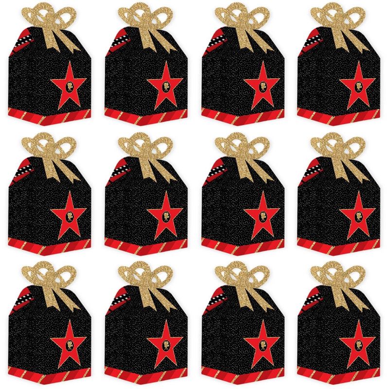 Big Dot of Happiness Red Carpet Hollywood - Square Favor Gift Boxes - Movie Night Party Bow Boxes - Set of 12, 5 of 9