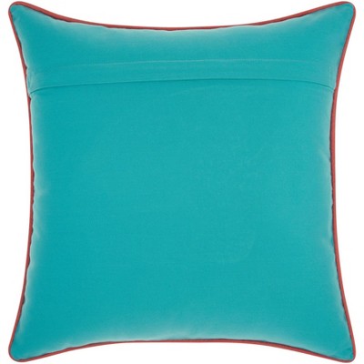 Mina Victory Beaded Fish Turquoise/Coral Outdoor Throw Pillow - 18" x 18"