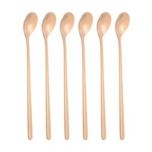 Unique Bargains 304 Stainless Steel Long Handle Coffee Iced Mixing Tea Spoon 6 Pcs - 1 of 4