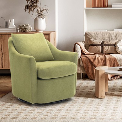 Upholstered Barrel Swivel Chairs with Cushions, Modern Round Accent Armchairs for Bedroom