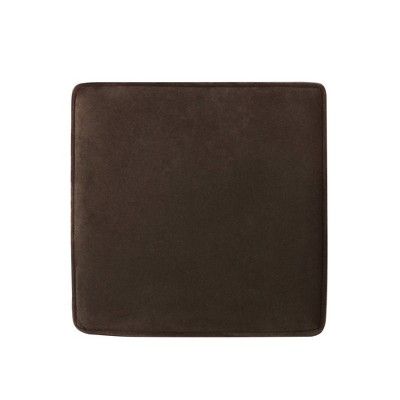 Chocolate Brown Velvet Square Storage Ottoman with Honey Oak Legs