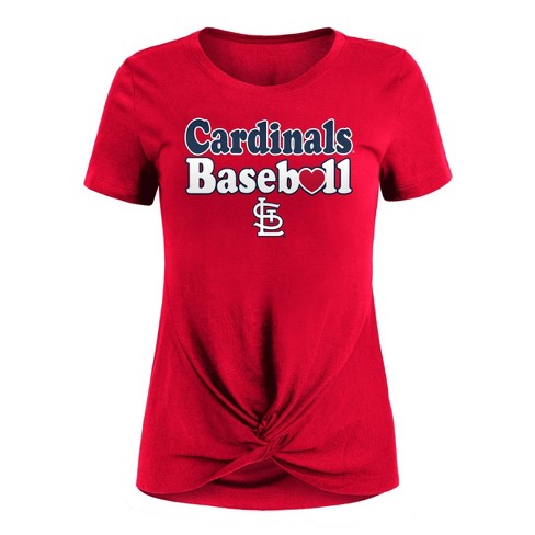 MLB St. Louis Cardinals Women's Front Twist Poly Rayon T-Shirt - XS