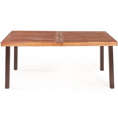 Acacia Wood and Steel 3-Piece Outdoor Picnic Table Set