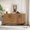 Wooden Sideboard Buffet Storage Cabinet with 4 Doors, MDF & Ash Veneer Accent Cabinet with Metal Handles - ModernLuxe - 2 of 4