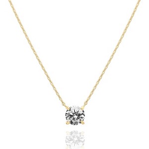 Clotth 18K Gold Plated Crystal Solitaire 2 Carat (8 mm) Cubic Zirconia Dainty Choker Necklace | Gold Necklaces for Women - 1 of 4