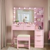 ChicFurnit Vanity Tables Makeup Vanity Desk Vanity Table Set Dressing Table with Square Mirror for Bedroom, Pink, 42.98"*15.6"*52.77" - 3 of 4
