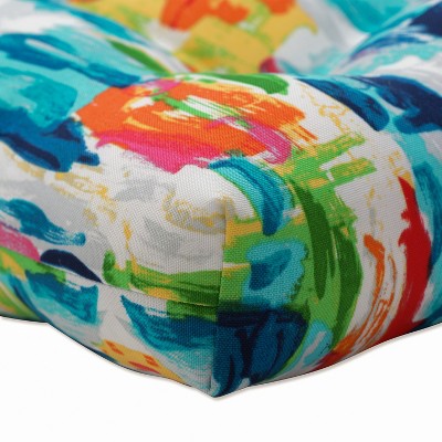 Colorful Abstract Multicolor Polyester Indoor/Outdoor Chair Pads Set