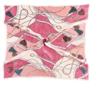 Allegra K Women's 100% Silk Floral Graphic Print Square Scarf Head Scarves Kerchief Neckerchief 21.6" X 21.6" - 1 of 4