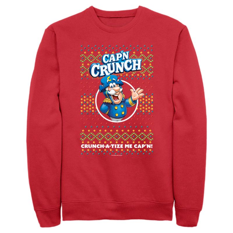 Men's Cap'n Crunch Christmas Sweater Print Sweatshirt, 1 of 5