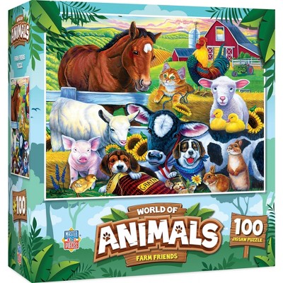 Masterpieces 100 Piece Jigsaw Puzzle For Kids - Farm Friends - 11.5