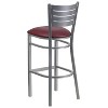 Emma and Oliver 2 Pack Silver Slat Back Metal Restaurant Barstool - 3 of 4
