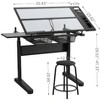 Lyngins Height-Adjustable Computer Desk with Tiltable Tempered Glass Top, Drawing Desk/Writing Desk+ Included Stool, Office Desk/Study Desk - 2 of 4