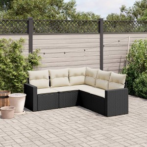 vidaXL Garden Sofa Set Black Poly Rattan Large Modular Garden Sofa Set - 1 of 3