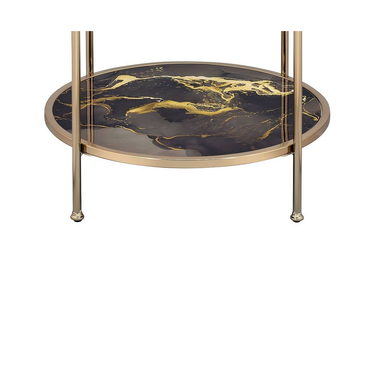 Acme Furniture Fiorella Accent Table Black Marble/Gold Finish - thumbnail 3