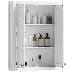 HOMCOM Bathroom Wall Cabinet, Modern Medicine Cabinet Wall Mounted, Over The Toilet Space Saver with 2 Doors and 2 Adjustable Shelves, White - 1 of 4