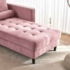 Velvet Chaise Lounge, Mid-Century Modern Design Chaise Sofa With Sturdy Metal Legs, Versatile Sleeper Sofa - 3 of 4