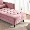 Velvet Chaise Lounge, Mid-Century Modern Design Chaise Sofa With Sturdy Metal Legs, Versatile Sleeper Sofa - image 3 of 4