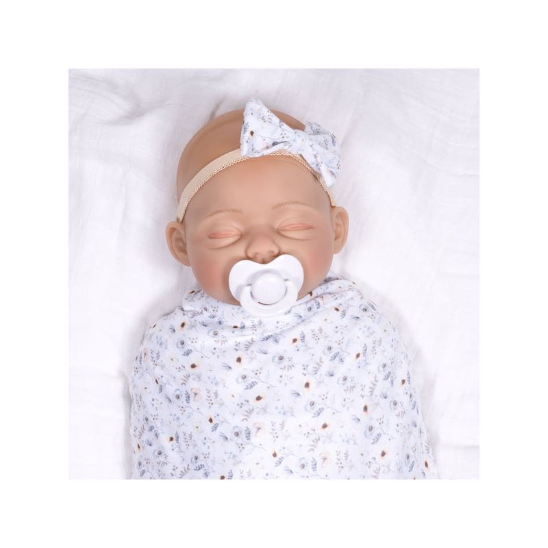 Paradise Galleries Realistic Reborn Baby Doll, Ping Lau Designer's Doll, Comes with Onesie, Floral Blanket, Bow, Beanie and Pacifier - Hello World, 3 of 9