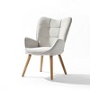 FurnitureR Upholstered Tufted Wingback Chair, Fabric Living Room Leisure Chair Comfortable Stylish with Solid Wood Legs, Beige - 4 of 4