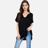 Anna-Kaci Women's V-Neck Knit Top with Short Sleeves and Relaxed Fit - 4 of 4