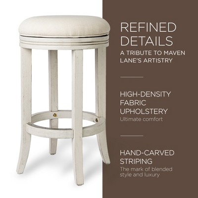 White Oak Backless Swivel Counter Stool with Upholstered Seat
