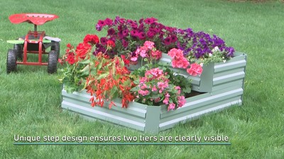 Silver 2-Tier Galvanized Steel Raised Garden Bed