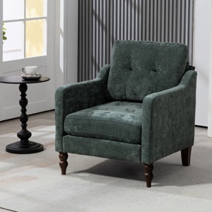 Modern Accent Chair with USB and Storage,Upholstered Tufted Reading Chair with Wide Backrest for Living Room or Bedroom–Maison Boucle - 1 of 4