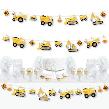 Big Dot of Happiness Dig It - Construction Party Zone - Baby Shower or Birthday Party DIY Decorations - Clothespin Garland Banner - 44 Pieces