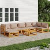 vidaXL Patio Furniture Set - 8 Piece Solid Acacia Wood Sectional Sofa - Taupe Cushions, Modular Design, Ideal for Garden, Deck or Patio - 2 of 4