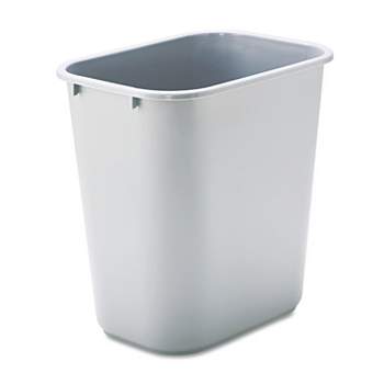 Rubbermaid Commercial Deskside Plastic Wastebasket Rectangular 7 gal Gray 295600GY
